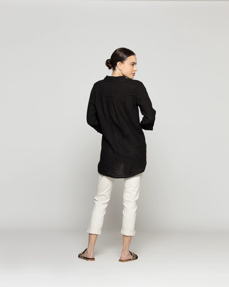 BLUSA MUJER BELE N LINO MANGA LARGA NEGRA LINEATRE - 4