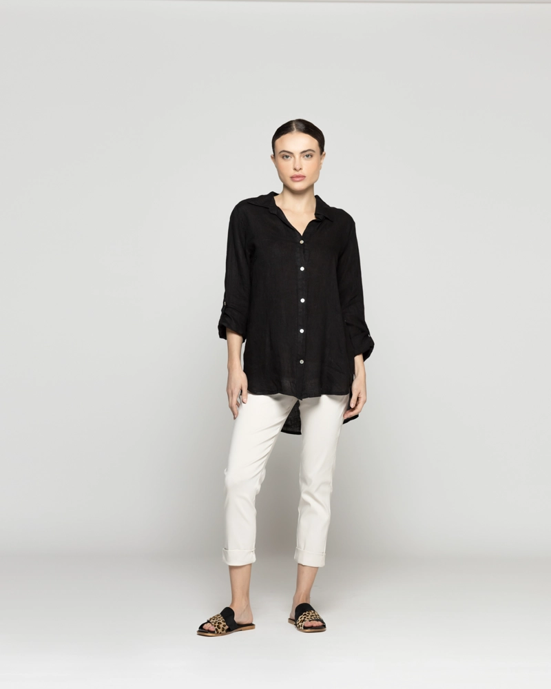 BLUSA MUJER BELE N LINO MANGA LARGA NEGRA LINEATRE - 5