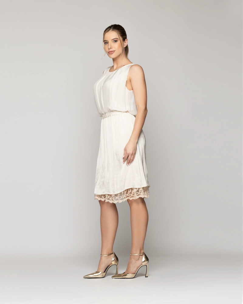 FALDA MUJER FENICIA BLANCO CRUDO CON ENCAJE LINEATRE - 1