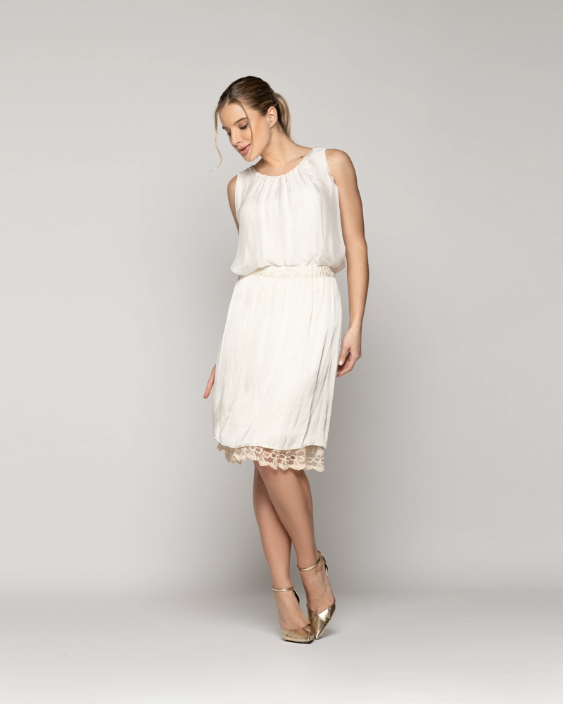 FALDA MUJER FENICIA BLANCO CRUDO CON ENCAJE LINEATRE - 5