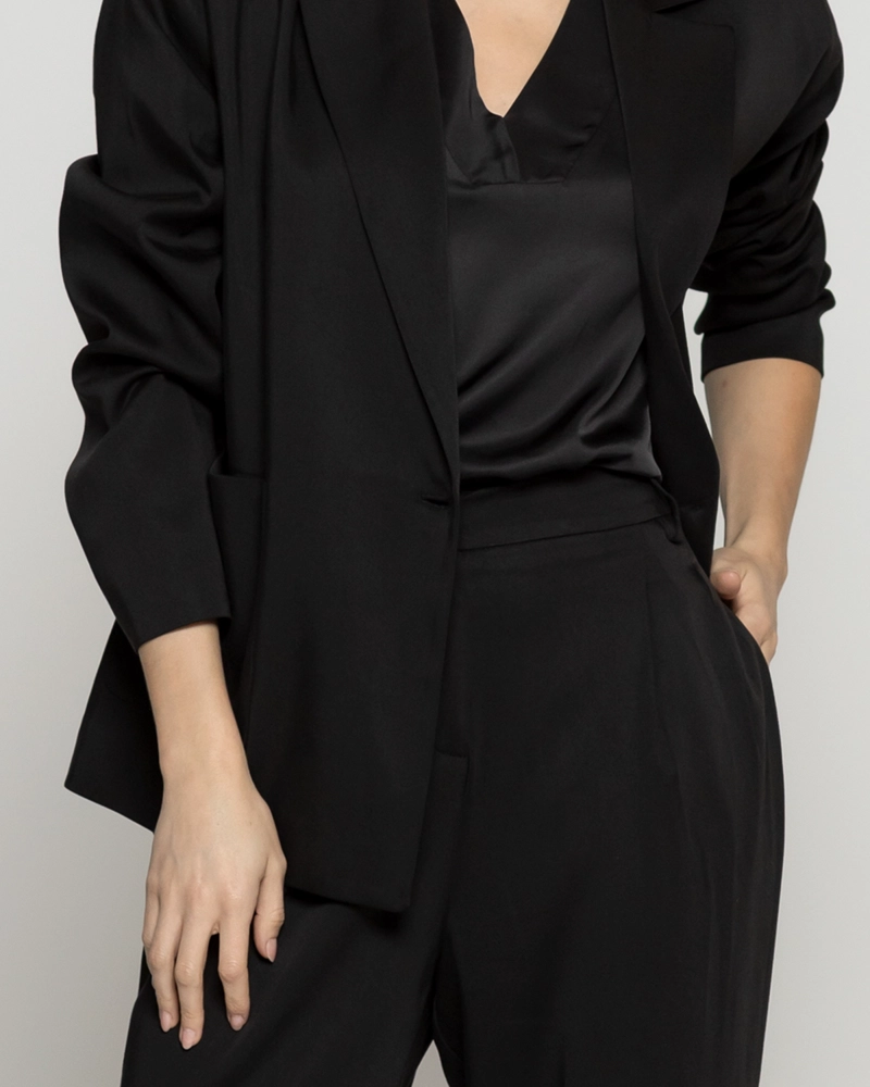 CHAQUETA MUJER TIPO BLAZER CLARISSA SEMIFORMAL NEGRA LINEATRE - 3