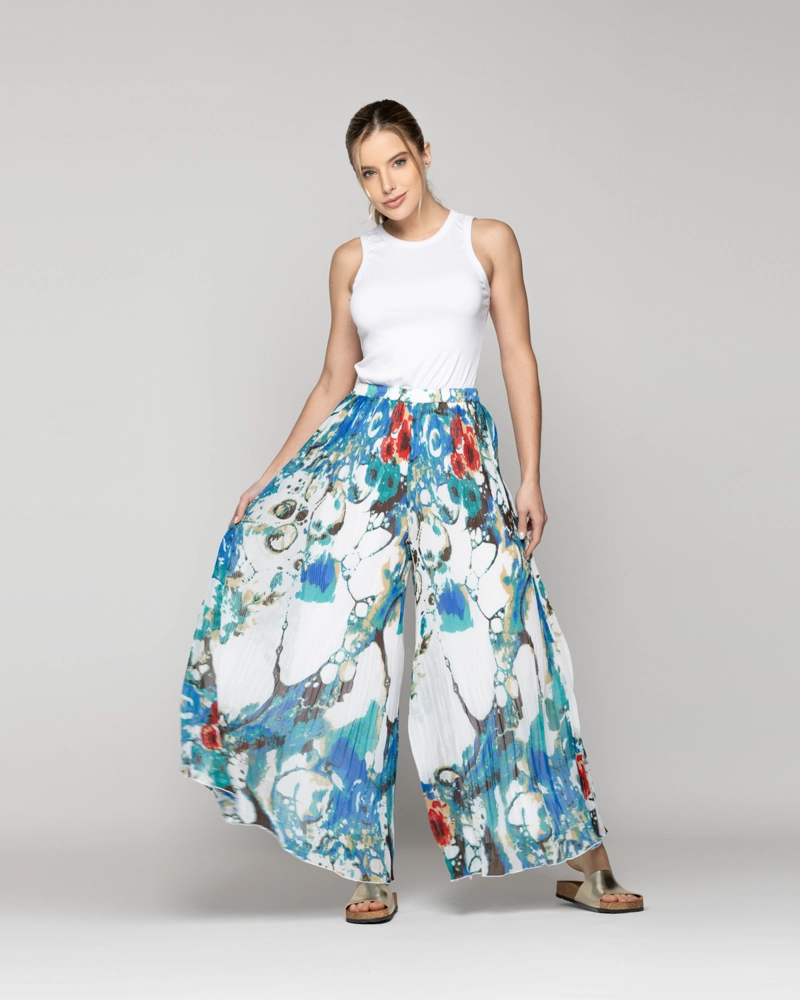 PANTALON MUJER PIA PALAZZO PLISADO ESTAMPADO LINEATRE - 3