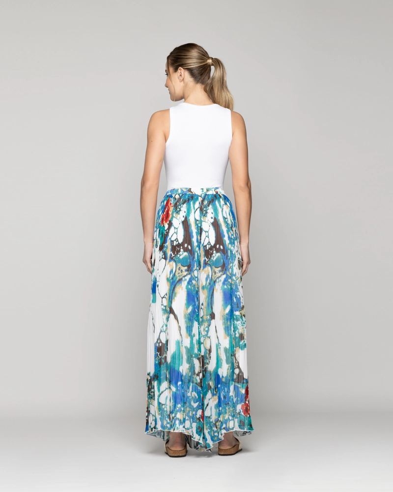 PANTALON MUJER PIA PALAZZO PLISADO ESTAMPADO AZUL LINEATRE - 3