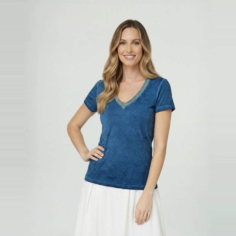 POLERA MUJER ANTONELLA REGULAR JEANS LINEATRE - 1