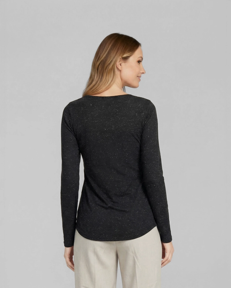 POLERA MUJER ELISA SLIM FIT CUELLO REDONDO MANGA AJUSTADA NEGRO LINEATRE - 2