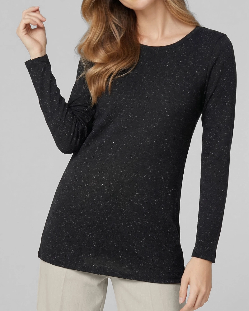 POLERA MUJER ELISA SLIM FIT CUELLO REDONDO MANGA AJUSTADA NEGRO LINEATRE - 3