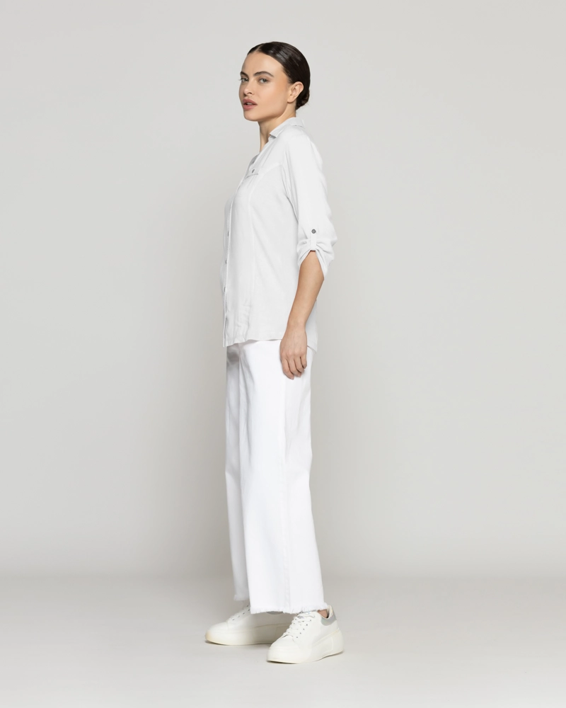 BLUSA MUJER CAROLINA SLIM FIT TELA LIGERA BLANCA LINEATRE - 2
