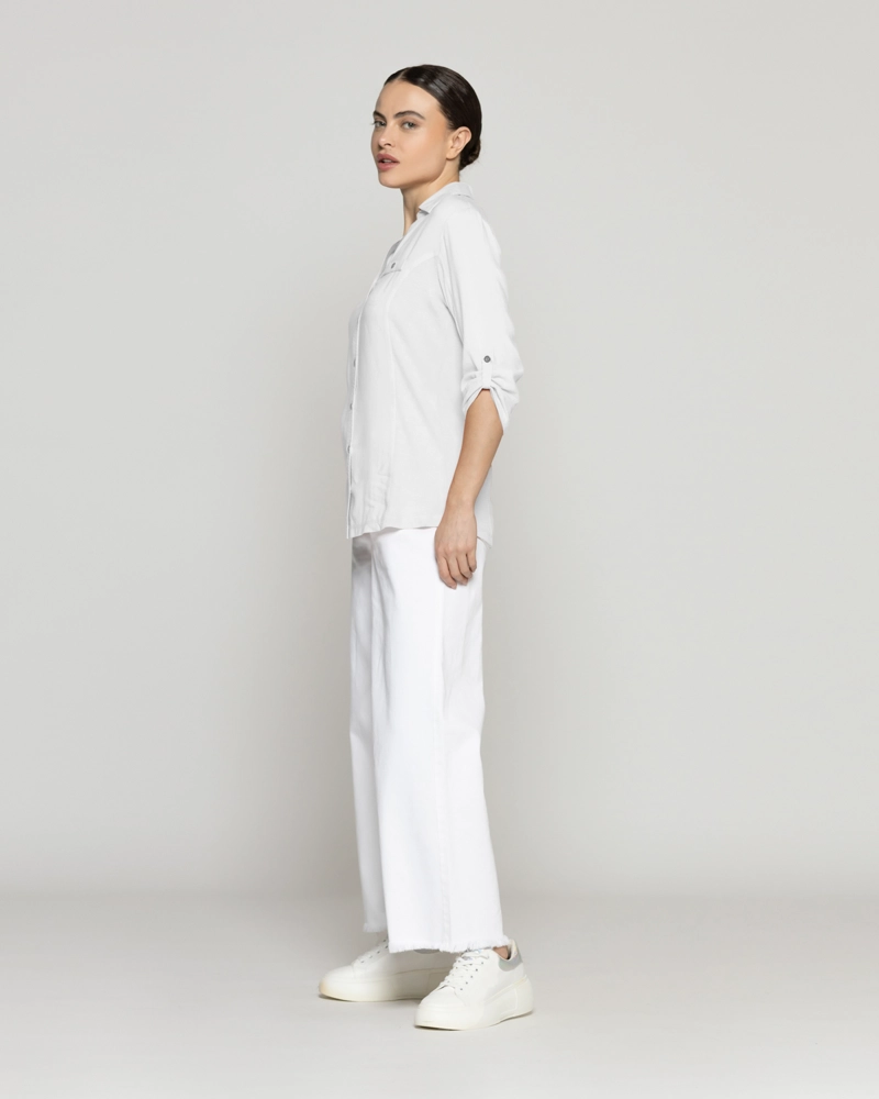 BLUSA MUJER CAROLINA SLIM FIT TELA LIGERA BLANCA LINEATRE - 2