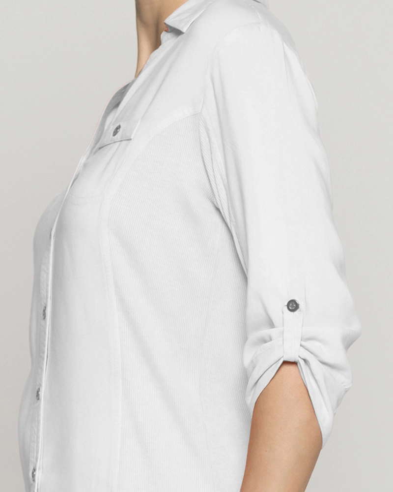 BLUSA MUJER CAROLINA SLIM FIT TELA LIGERA BLANCA LINEATRE - 3