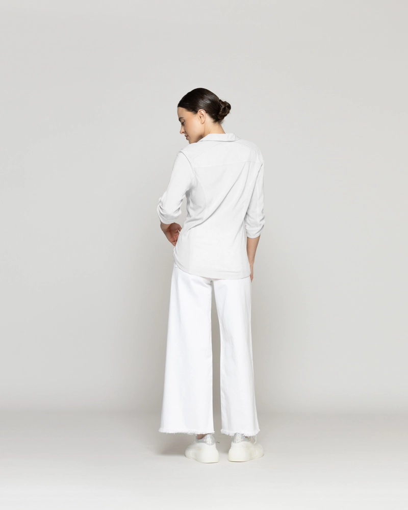 BLUSA MUJER CAROLINA SLIM FIT TELA LIGERA BLANCA LINEATRE - 4