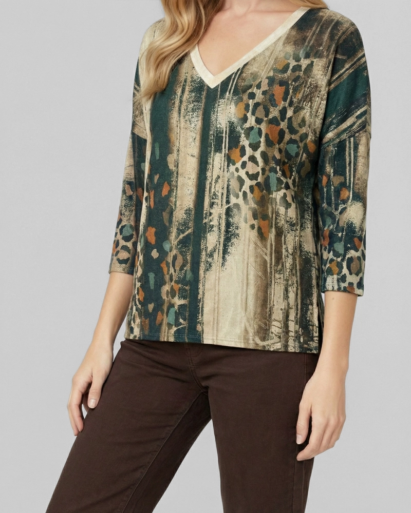 POLERA MUJER JOSEFINA OVERSIDE CUELLO EN V MANGA CAIDA PETROLEO LINEATRE - 4