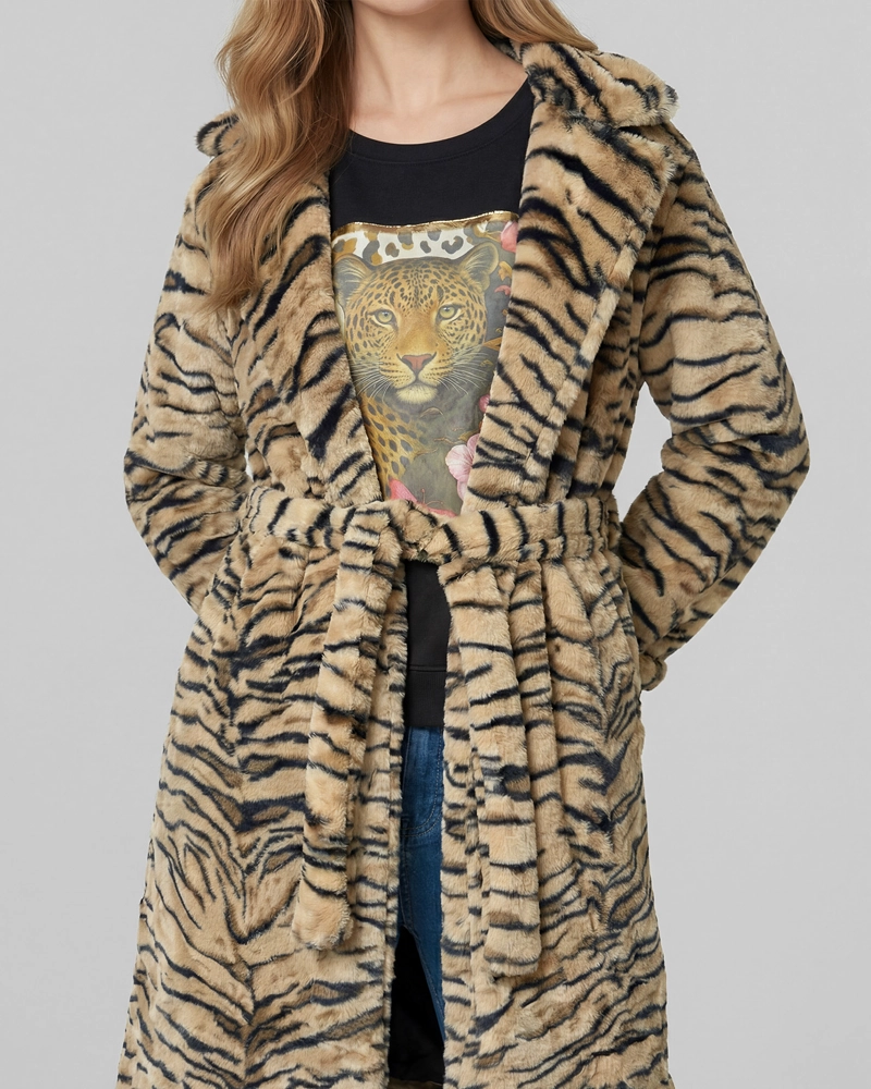 ABRIGO MUJER BIANCA RELAXED FIT CUELLO CON SOLAPA MANGA CAIDA BEIGE LINEATRE - 4