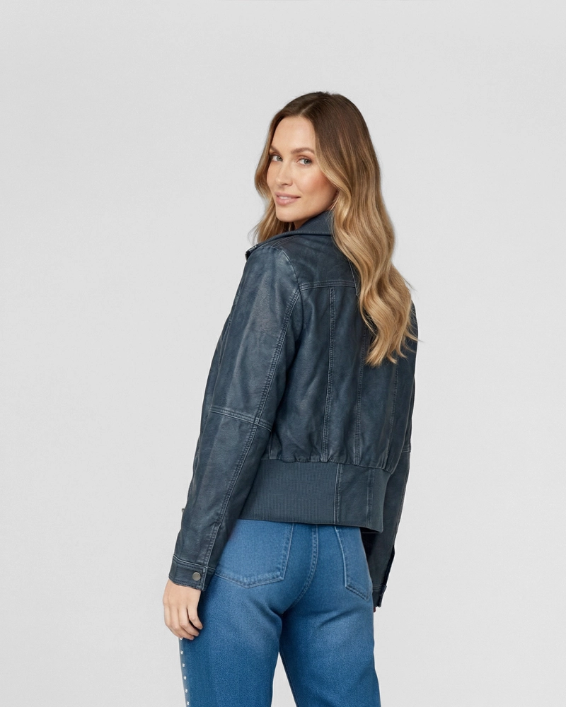 CHAQUETA MUJER FRANCISCA REGULAR  CUELLO ALTO SOLAPA MANGA SUELTA JEANS LINEATRE - 2