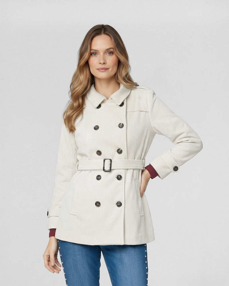 CHAQUETA MUJER ELENA REGULAR CUELLO EN. V SOLAPA MANGA SUELTA CRUDO LINEATRE - 1