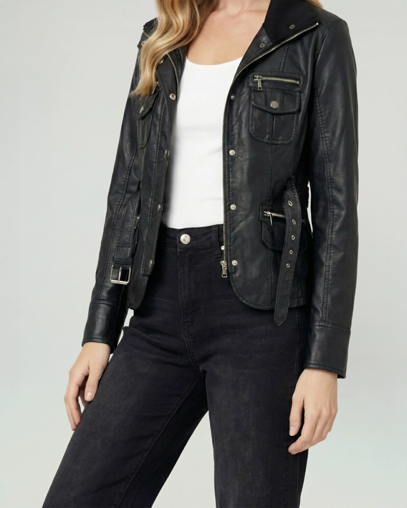 CHAQUETA MUJER CONSTANZA RELAXED CUELLO ALTO TIPO CHAQUETA MANGA AJUSTADA NEGRO LINEATRE - 2