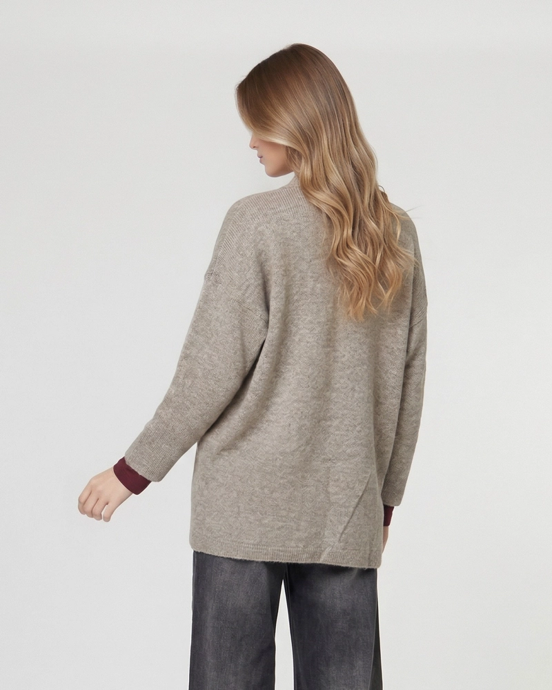 CARDIGAN MUJER GIANNA RELAXED CUELLO TIPO KIMONO MANGA CAIDA FANGO LINEATRE - 2