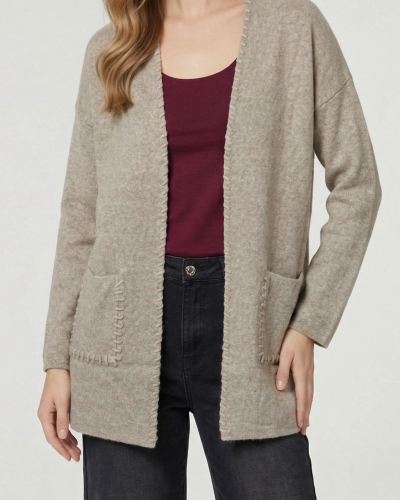 CARDIGAN MUJER GIANNA RELAXED CUELLO TIPO KIMONO MANGA CAIDA FANGO LINEATRE - 3
