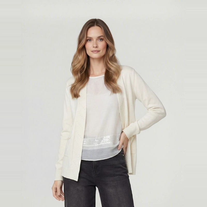 CARDIGAN MUJER PAOLA CUELLO TIPO KIMONO CRUDO LINEATRE - 1