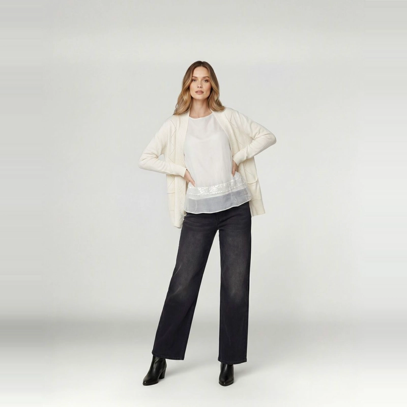 CARDIGAN MUJER PAOLA CUELLO TIPO KIMONO CRUDO LINEATRE - 4