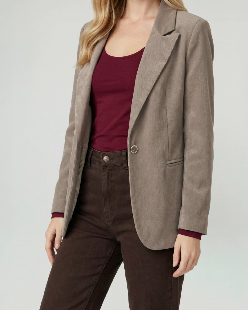 CHAQUETA MUJER ISIDORA REGULAR CUELLO CON SOLAPA MANGA SUELTA FANGO LINEATRE - 3