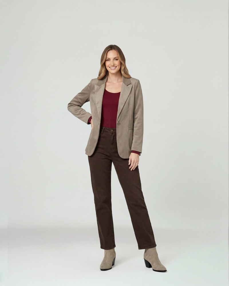 CHAQUETA MUJER ISIDORA REGULAR CUELLO CON SOLAPA MANGA SUELTA FANGO LINEATRE - 4