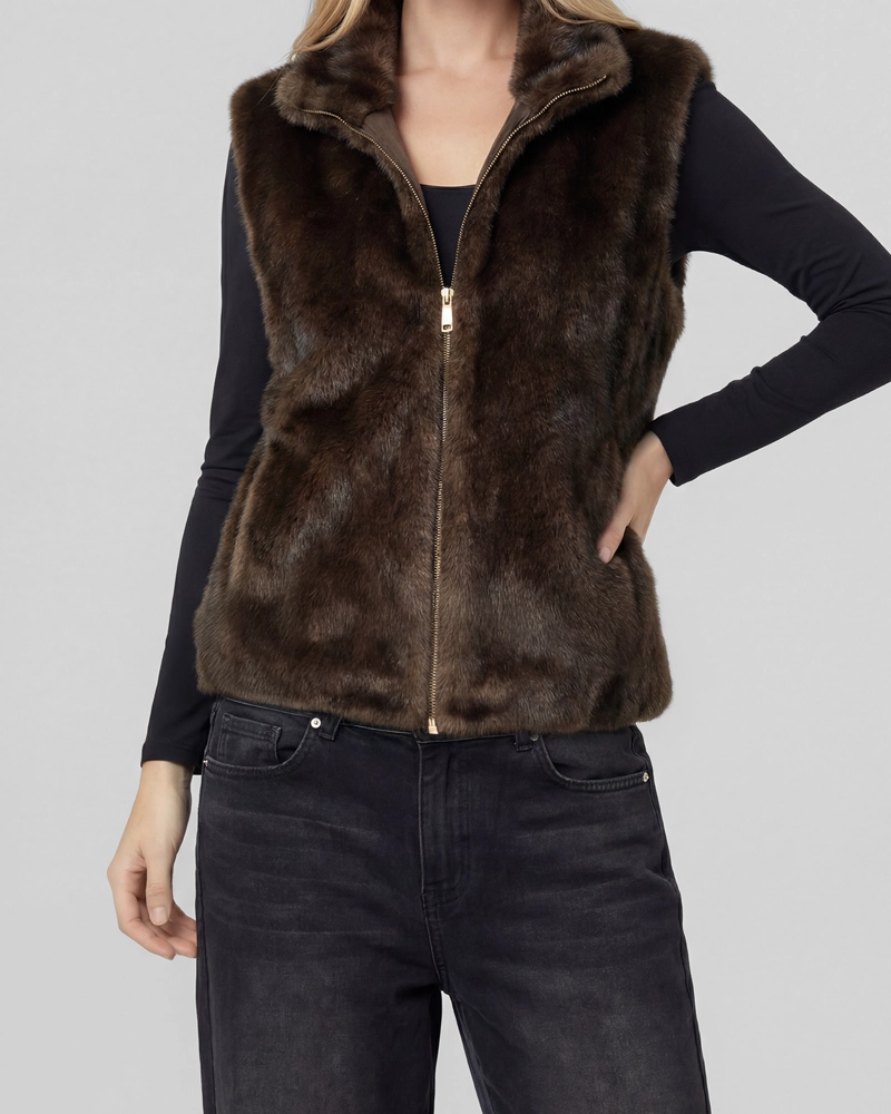 CHAQUETA MUJER ISIDORA RELAXED CUELLO MEDIO ALTO CON CIERRE MORO LINEATRE - 3