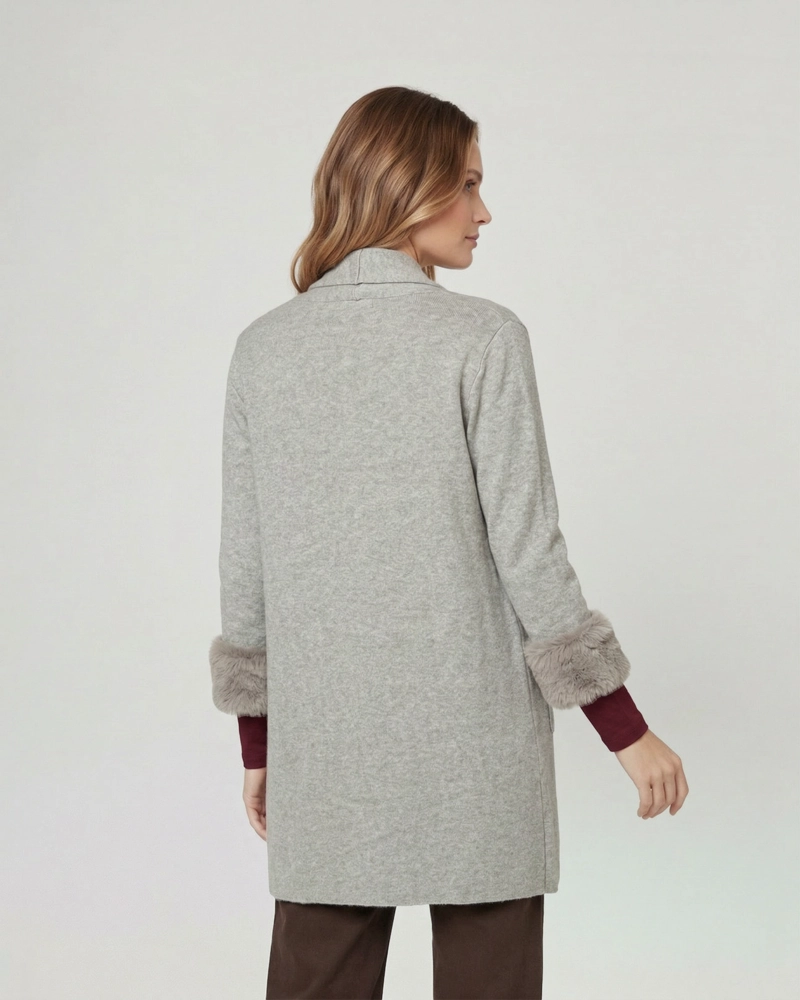 CARDIGAN MUJER RENATA RELAXED CUELLO CON SOLAPA MANGA ACAMPANADA FANGO LINEATRE - 2