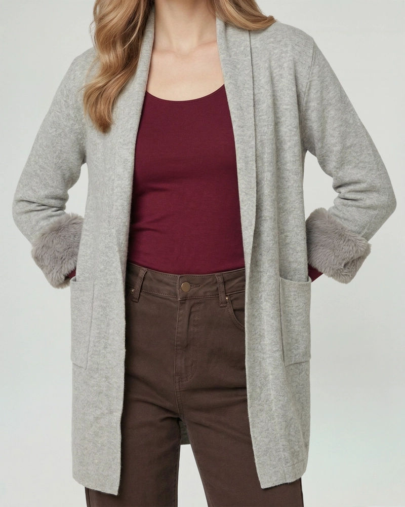 CARDIGAN MUJER RENATA RELAXED CUELLO CON SOLAPA MANGA ACAMPANADA FANGO LINEATRE - 3