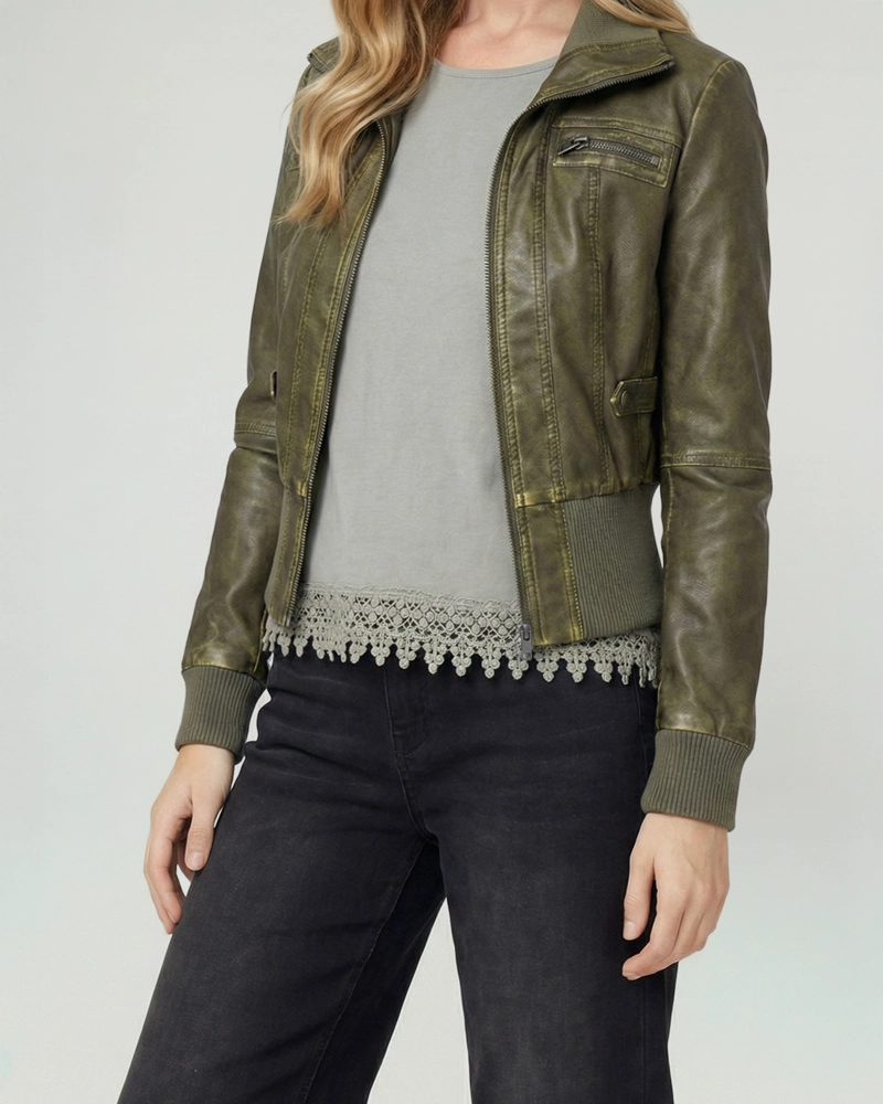 CHAQUETA MUJER FRANCISCA REGULAR  CUELLO ALTO SOLAPA MANGA SUELTA MILITAR LINEATRE - 3