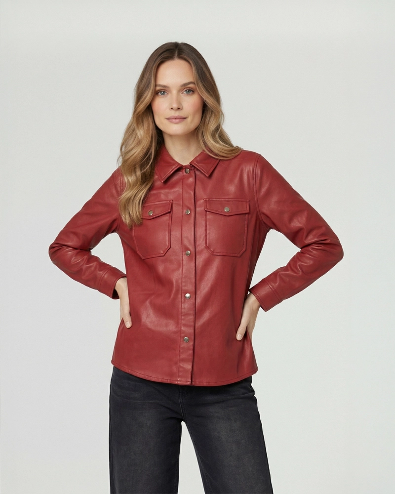 CAMISA MUJER EMILIA RELAXED CUELLO TIPO CAMISA MANGA TIPO CAMISA VINO LINEATRE - 1
