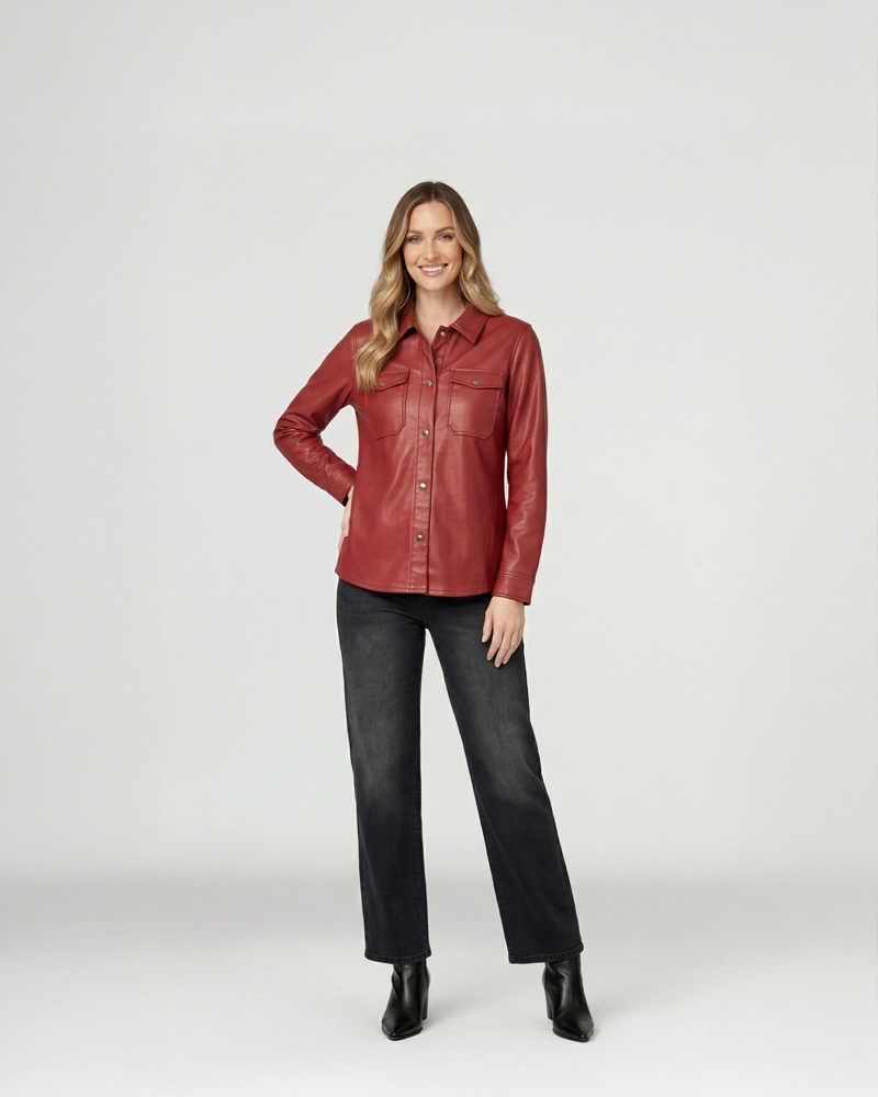 CAMISA MUJER EMILIA RELAXED CUELLO TIPO CAMISA MANGA TIPO CAMISA VINO LINEATRE - 4