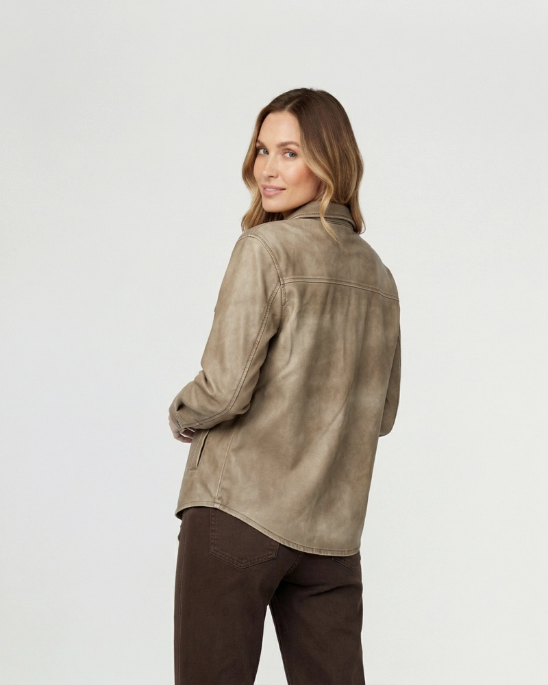 CAMISA MUJER EMILIA RELAXED CUELLO TIPO CAMISA MANGA TIPO CAMISA BEIGE LINEATRE - 2