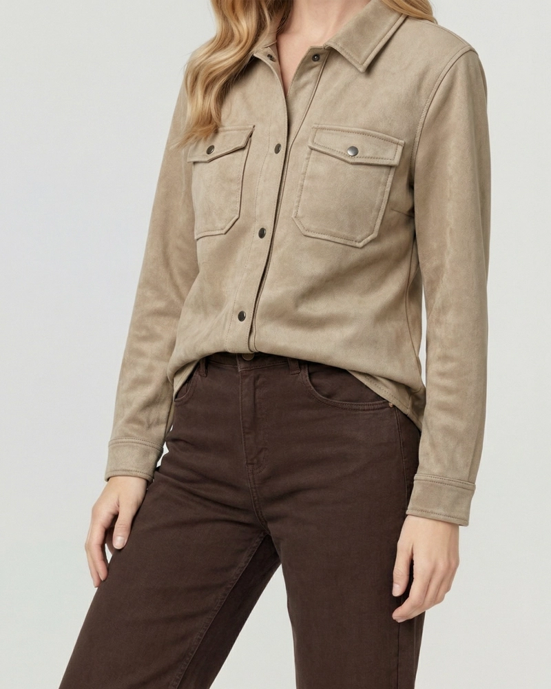 CAMISA MUJER EMILIA RELAXED CUELLO TIPO CAMISA MANGA TIPO CAMISA BEIGE LINEATRE - 3