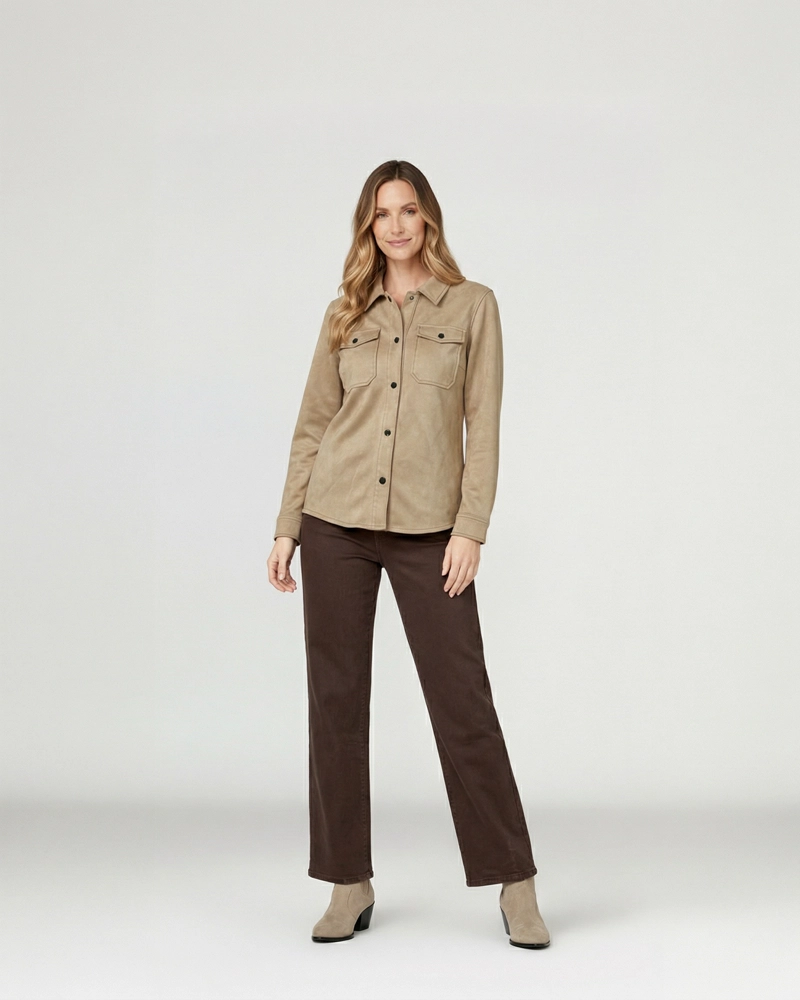 CAMISA MUJER EMILIA RELAXED CUELLO TIPO CAMISA MANGA TIPO CAMISA BEIGE LINEATRE - 4