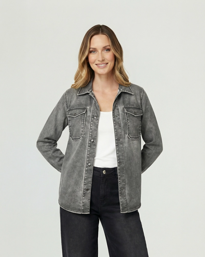 CAMISA MUJER EMILIA RELAXED CUELLO TIPO CAMISA MANGA TIPO CAMISA NEGRO LINEATRE - 1