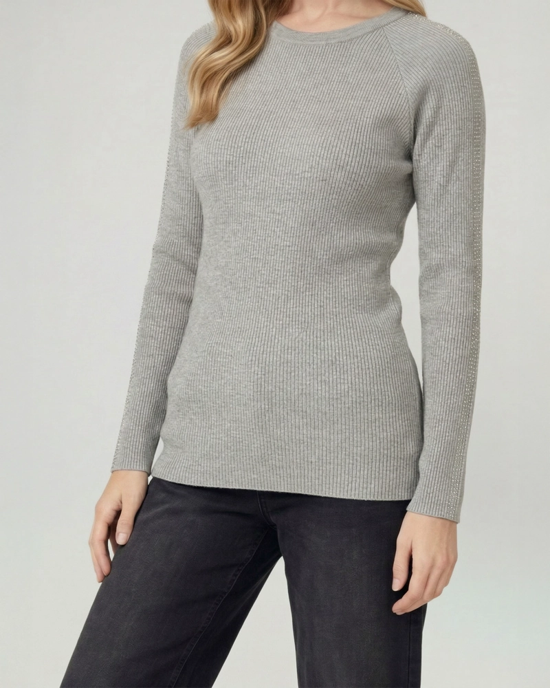 SWEATER MUJER GIULIANA SLIM FIT CUELLO REDONDO MANGA CAIDA FANGO LINEATRE - 3