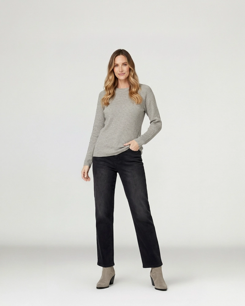 SWEATER MUJER GIULIANA SLIM FIT CUELLO REDONDO MANGA CAIDA FANGO LINEATRE - 4