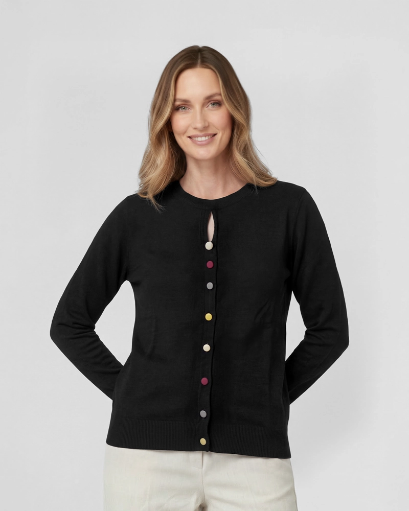SWEATER MUJER JOSEFINA REGULAR CUELLO REDONDO MANGA SUELTA NEGRO LINEATRE - 1