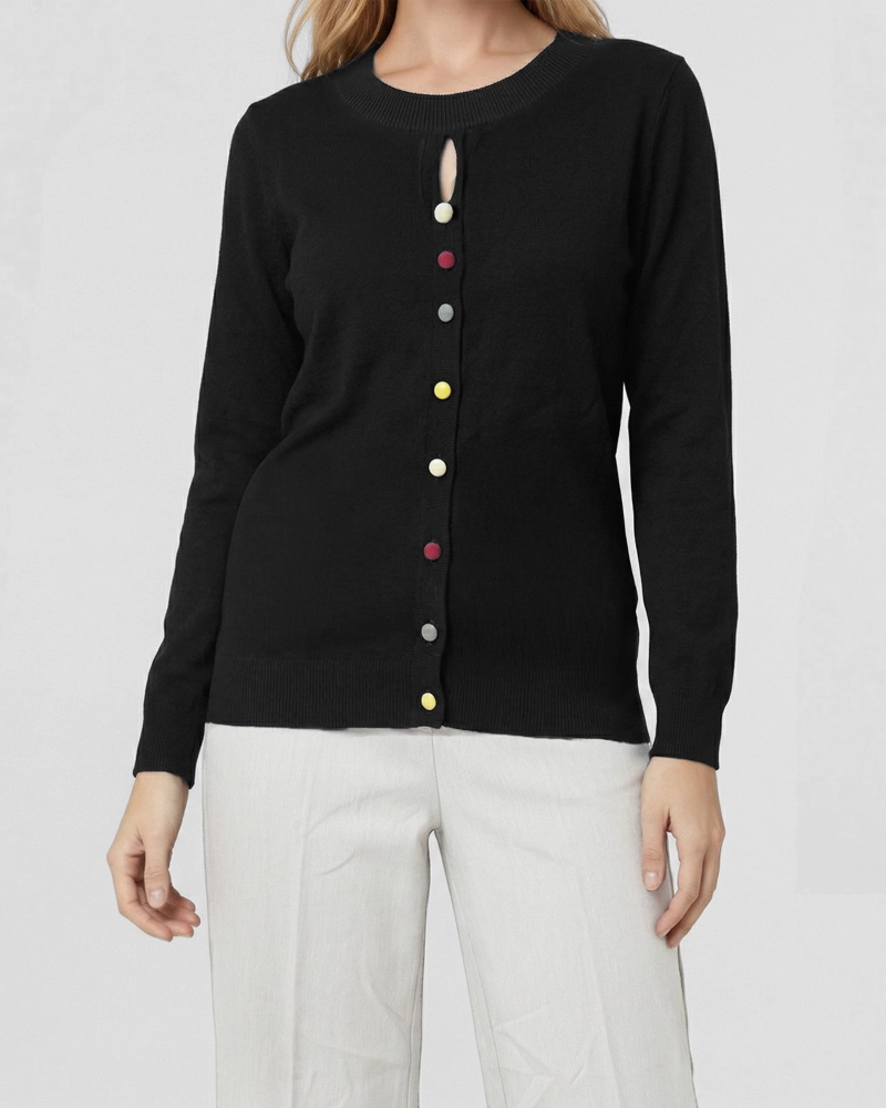 SWEATER MUJER JOSEFINA REGULAR CUELLO REDONDO MANGA SUELTA NEGRO LINEATRE - 3