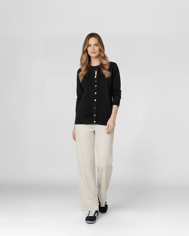 SWEATER MUJER JOSEFINA REGULAR CUELLO REDONDO MANGA SUELTA NEGRO LINEATRE - 4