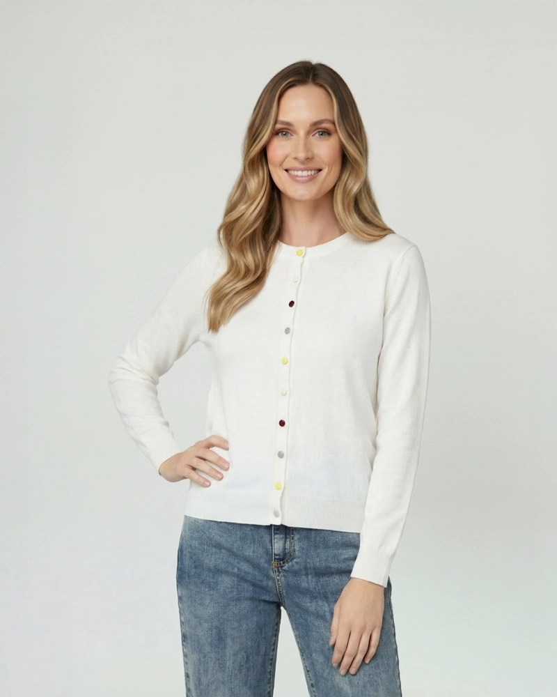 SWEATER MUJER JOSEFINA REGULAR CUELLO REDONDO MANGA SUELTA BLANCO LINEATRE - 1
