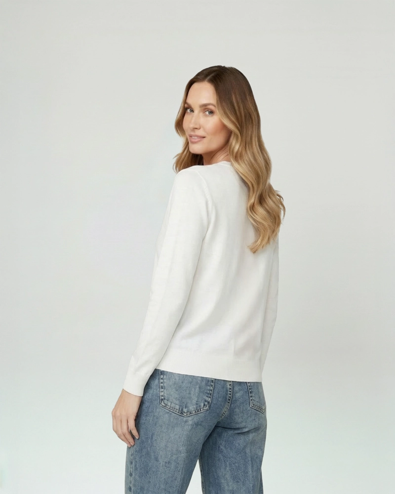 SWEATER MUJER JOSEFINA REGULAR CUELLO REDONDO MANGA SUELTA BLANCO LINEATRE - 2