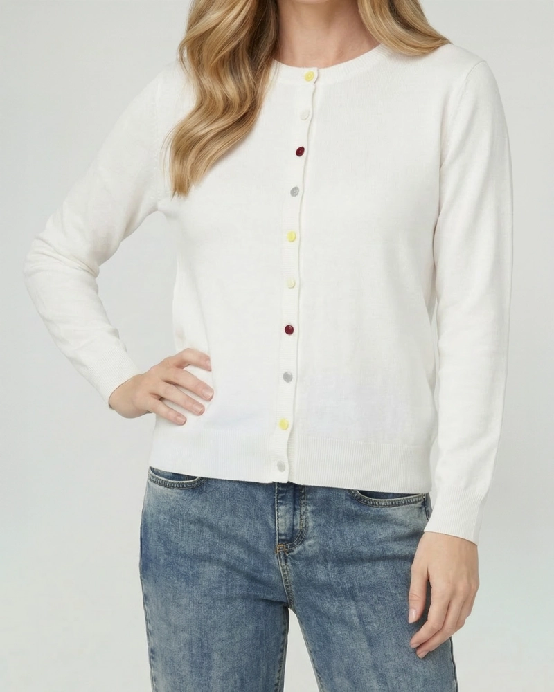 SWEATER MUJER JOSEFINA REGULAR CUELLO REDONDO MANGA SUELTA BLANCO LINEATRE - 3