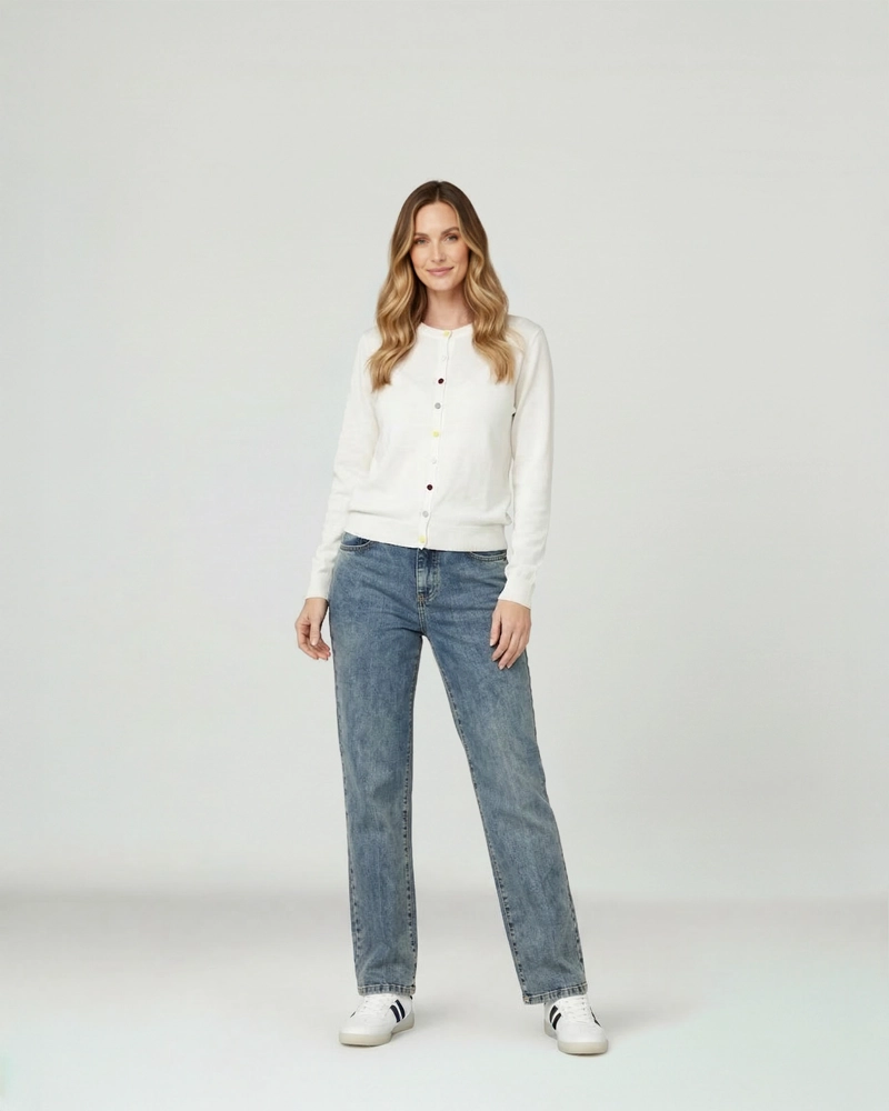 SWEATER MUJER JOSEFINA REGULAR CUELLO REDONDO MANGA SUELTA BLANCO LINEATRE - 4
