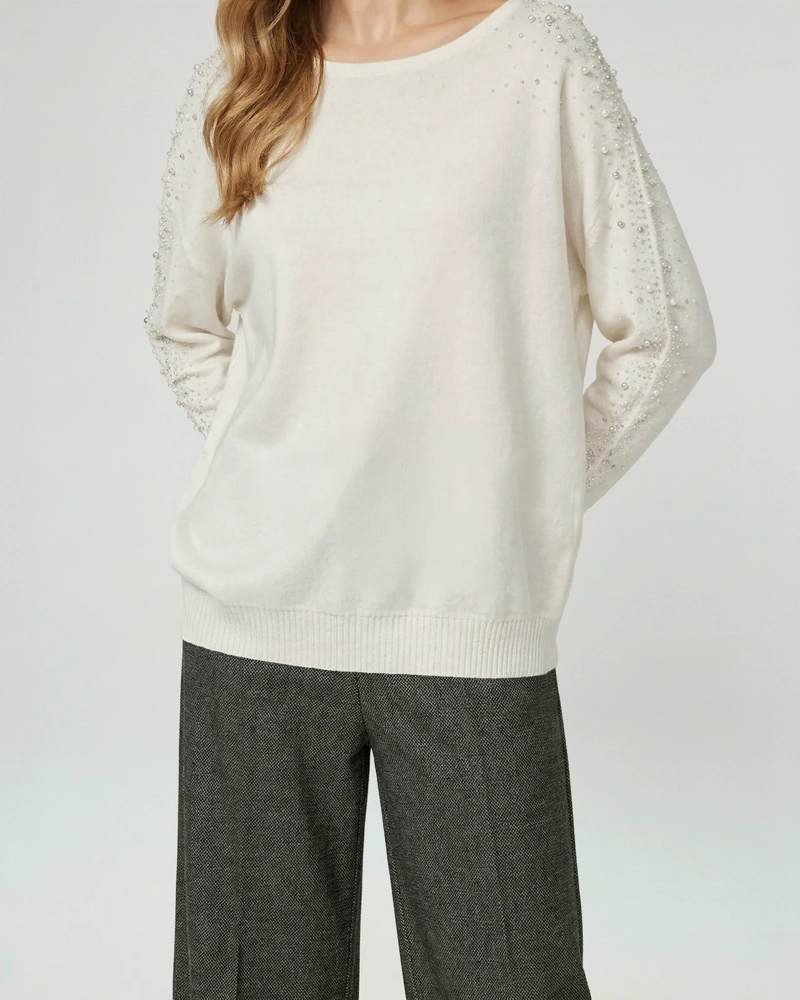 SWEATER MUJER NORA CUELLO BOTE CRUDO LINEATRE - 1