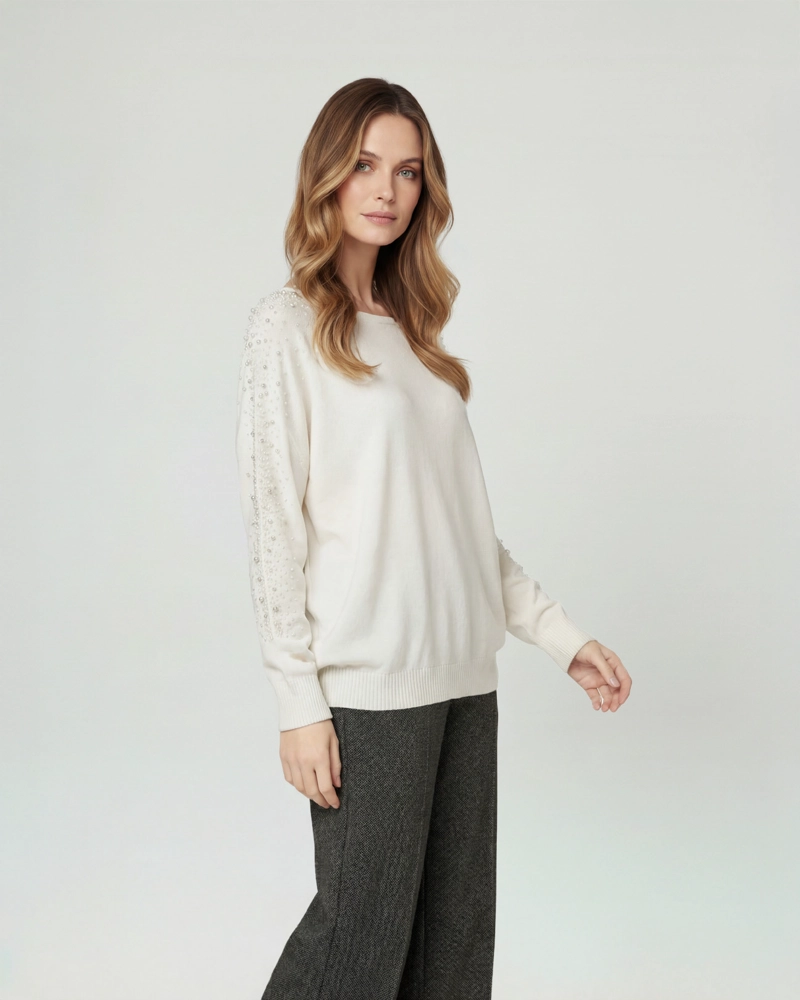 SWEATER MUJER NORA CUELLO BOTE CRUDO LINEATRE - 2