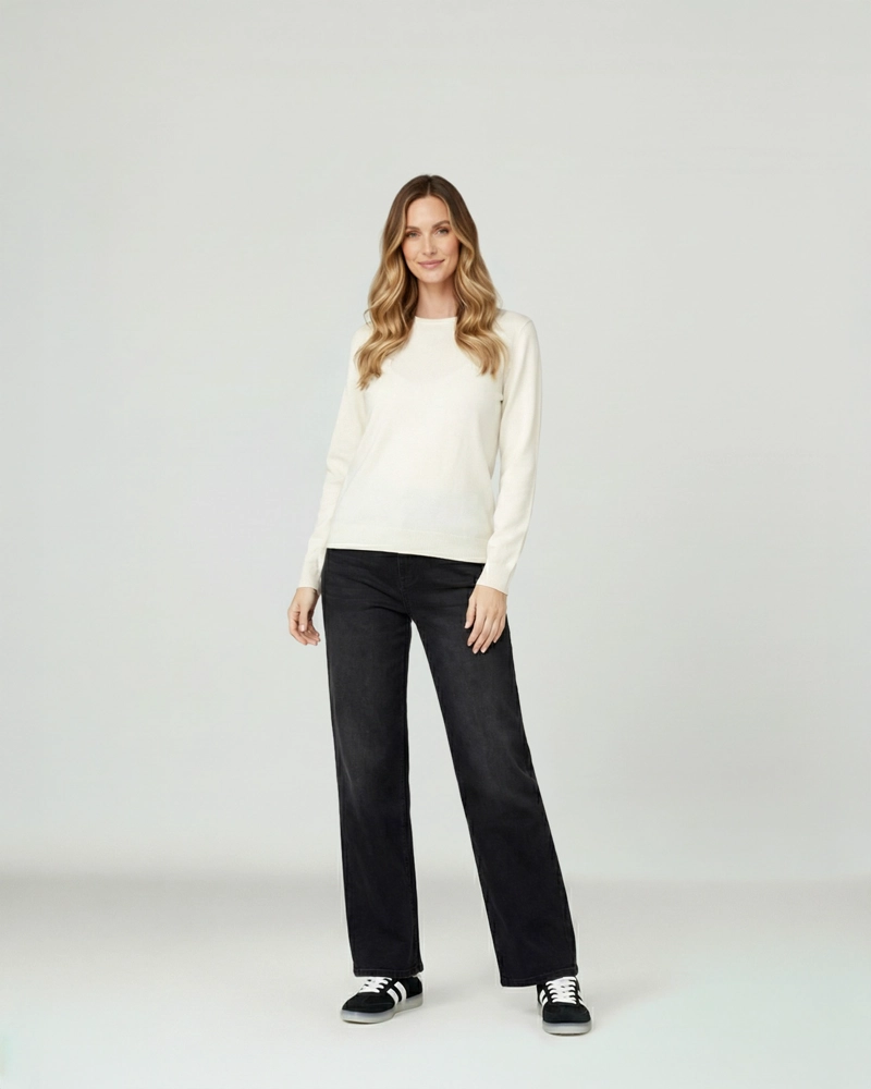 SWEATER MUJER MARCELA RELAXED FIT CUELLO REDONDO MANGA CAIDA  CRUDO LINEATRE - 2