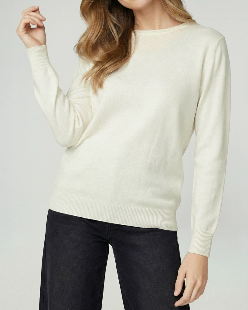 SWEATER MUJER MARCELA RELAXED FIT CUELLO REDONDO MANGA CAIDA  CRUDO LINEATRE - 4
