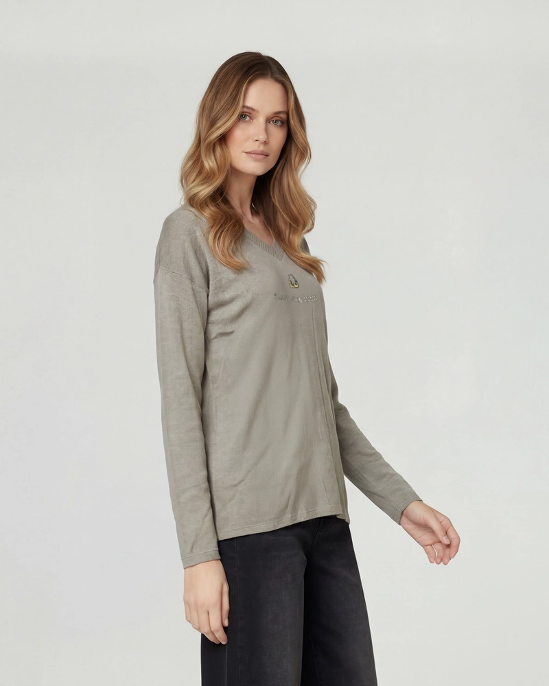 SWEATER MUJER OLIVIA CUELLO EN V FANGO LINEATRE - 1
