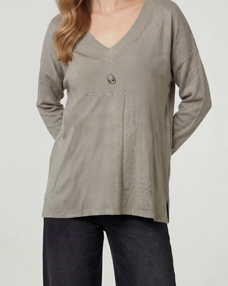 SWEATER MUJER OLIVIA CUELLO EN V FANGO LINEATRE - 3